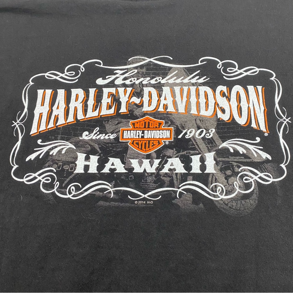 Harley Davidson Hawaii Shirt Short Sleeve T-shirt Black Shirt Top Unisex XLG
